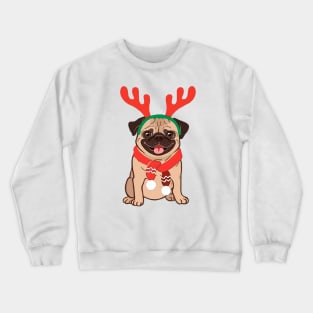 Pug In A Christmas Headband Crewneck Sweatshirt